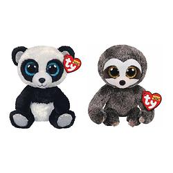 Foto van Ty - knuffel - beanie boo's - bamboo panda & dangler sloth