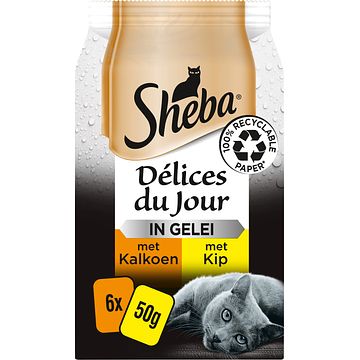 Foto van Sheba delices du jour kalkoen & kip in gelei 6 x 50g bij jumbo