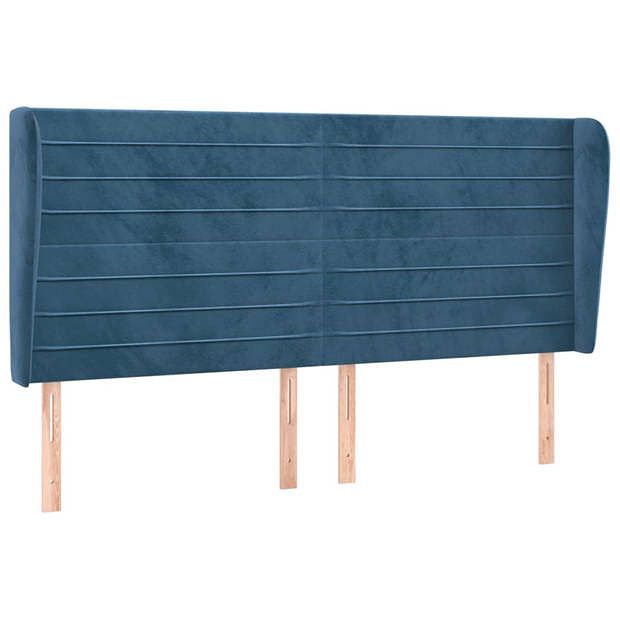 Foto van Vidaxl hoofdbord met randen 163x23x118/128 cm fluweel donkerblauw