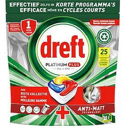 Foto van 1+1 gratis | dreft platinum plus all in one vaatwascapsules citroen, 25 capsules aanbieding bij jumbo