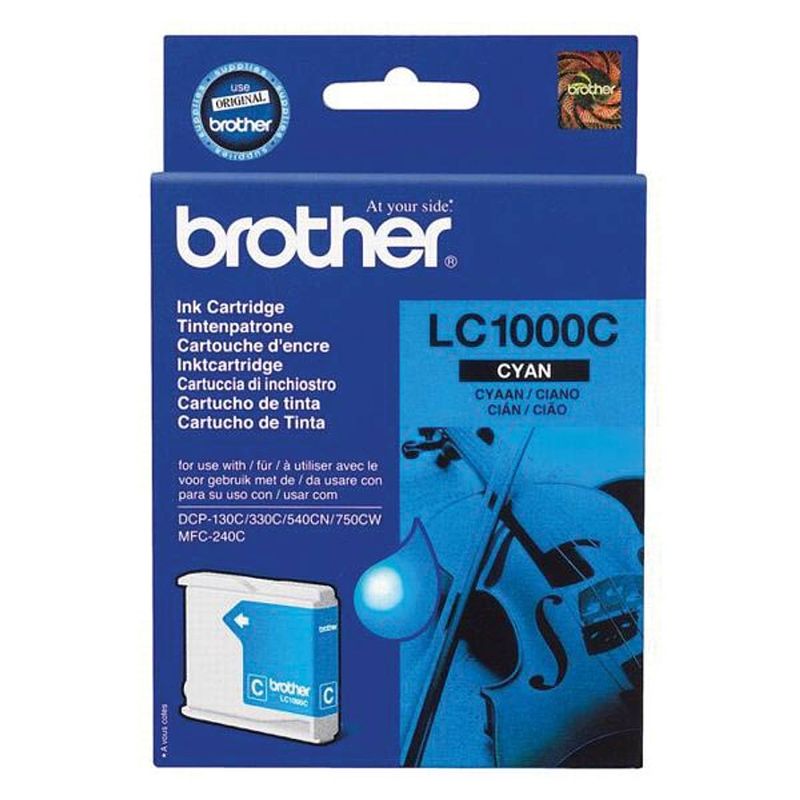 Foto van Brother inktcartridge, 400 pagina'ss, oem lc-1000c, cyaan 5 stuks