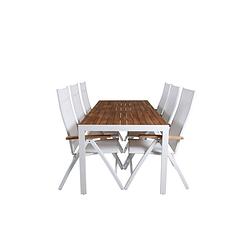 Foto van Bois tuinmeubelset tafel 90x205cm en 6 stoel panama wit, naturel.