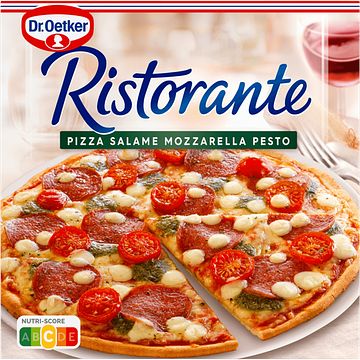 Foto van Dr. oetker ristorante pizza salami mozzarella pesto 360g bij jumbo