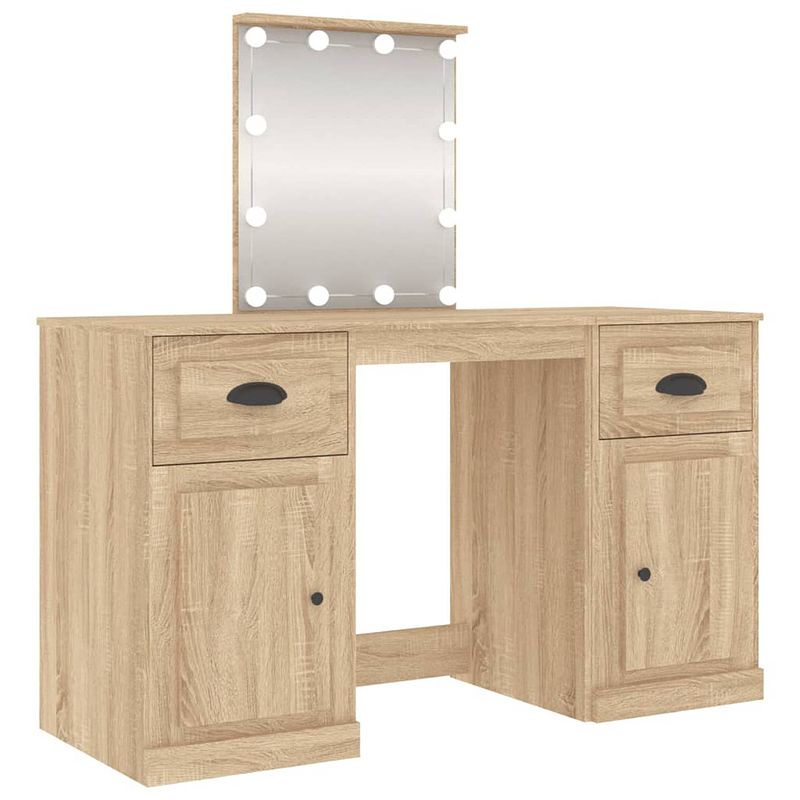 Foto van Vidaxl kaptafel met led-verlichting 130x50x132,5 cm sonoma eikenkleur