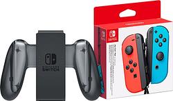 Foto van Nintendo switch joy-con set rood/blauw + nintendo switch joy-con charge grip