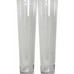 Foto van Set van 2 conische vazen helder glas 43 cm - bloemenvazen