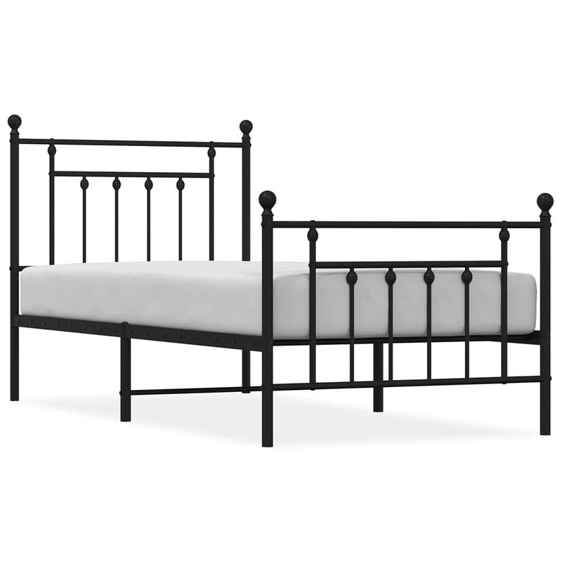 Foto van Vidaxl bedframe met hoofd- en voeteneinde metaal zwart 80x200 cm