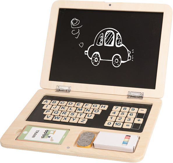 Foto van Tooky toy educatief houten speelgoed laptop 58 delig