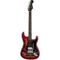 Foto van Fender limited edition american ultra stratocaster hss streaked ebony umbra elektrische gitaar met koffer