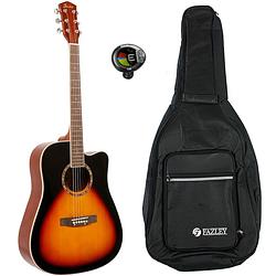 Foto van Fazley w65-sb akoestische western gitaar sunburst + gigbag + stemapparaat