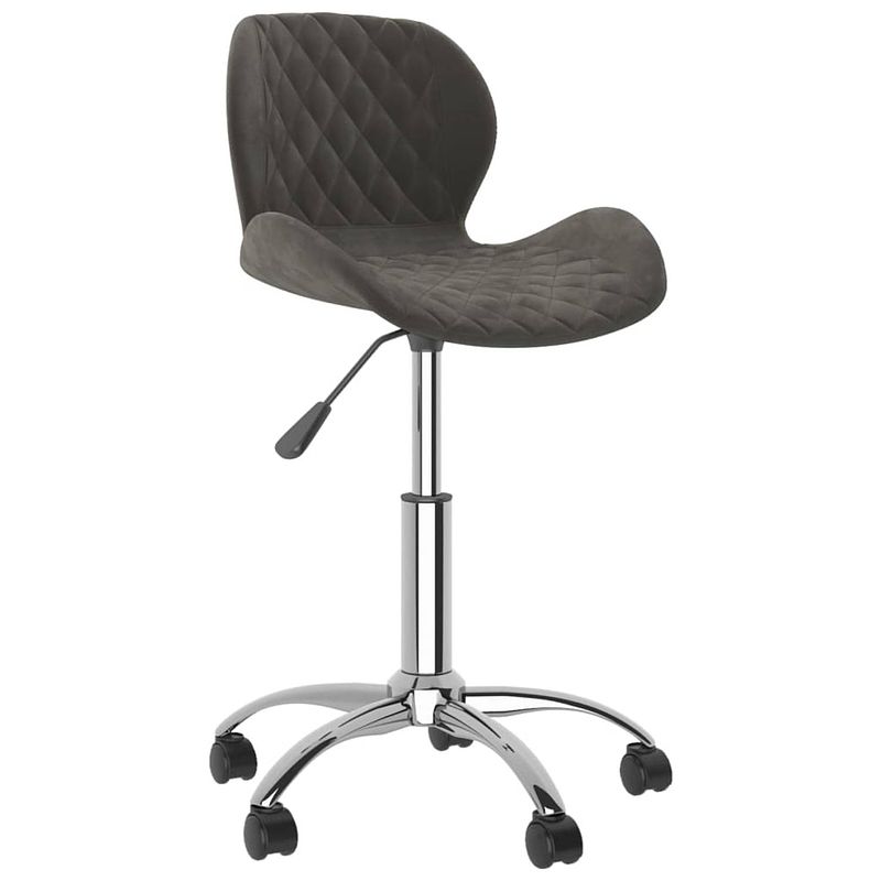 Foto van The living store draaibare eetstoelen - donkergrijs - fluweel - 39 x 51 x (71.5 - 83.5) cm - verchroomd staal