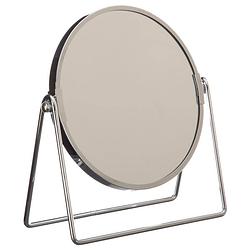 Foto van Dubbele make-up spiegel/scheerspiegel op voet 19 x 8 x 21 cm zilver - make-up spiegeltjes