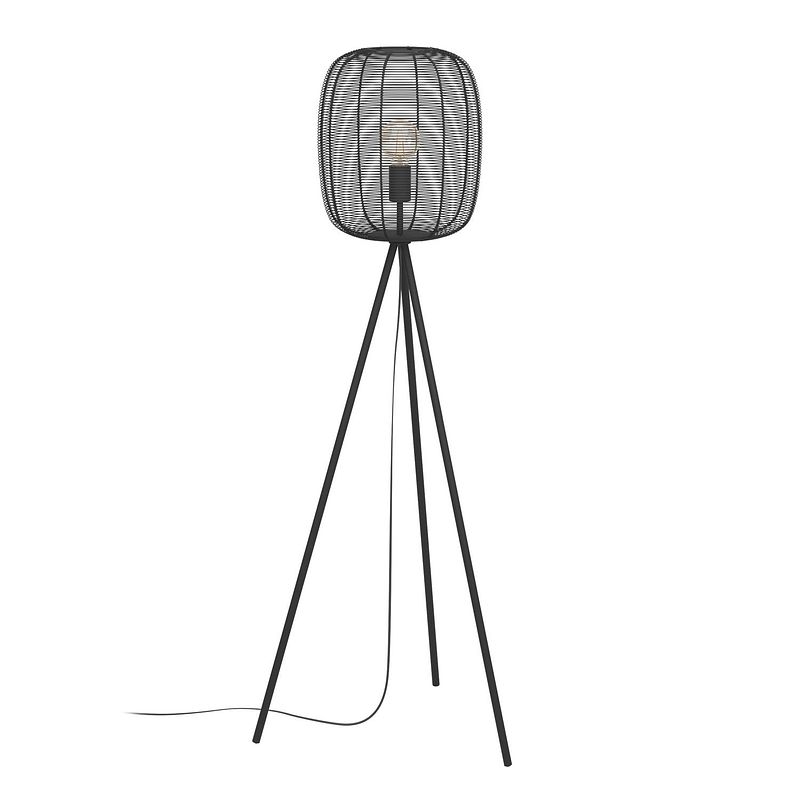 Foto van Eglo rinroe vloerlamp - e27 - 140,5 cm - zwart - staal