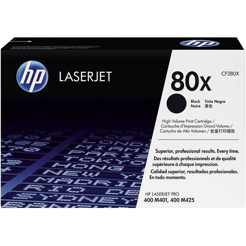 Foto van Hp 80x cf280x tonercassette zwart 6900 bladzijden origineel toner