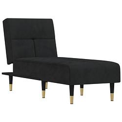 Foto van The living store chaise longue - verstelbaar - fluweel - zwart - 55x140x70 cm