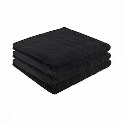 Foto van Pure4u luxe hotel handdoek - zwart - 3 stuks - 70x140cm - 550 g/m2