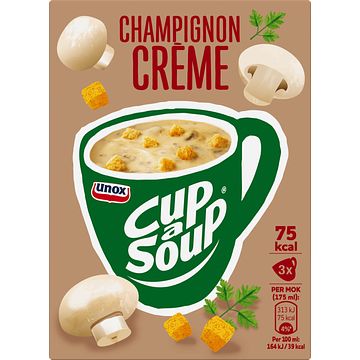 Foto van 2 zakken soep a 570 ml, pakken cupasoup a 3 stuks of single verpakkingen noodles of pasta | unox cupasoup champignon creme 3 x 175ml aanbieding bij jumbo