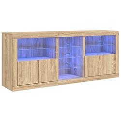 Foto van Vidaxl dressoir met led-verlichting 181,5x37x67 cm sonoma eikenkleurig