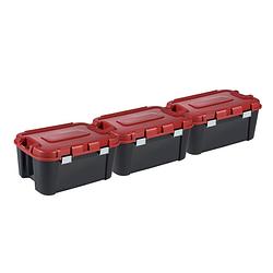 Foto van Keter totem opbergbox - 60 l - set van 3 - zwart/rood