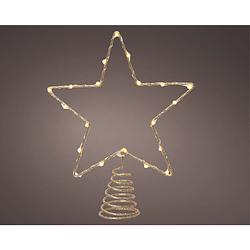 Foto van Decoris verlichte ster piek - goud - 27 cm - steady - kerstboompieken