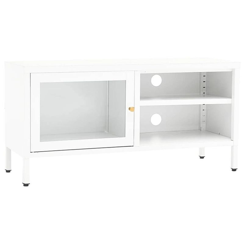 Foto van Infiori tv-meubel 90x30x44 cm staal en glas wit