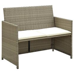 Foto van Vidaxl tuinbank 2-zits met kussens poly rattan beige