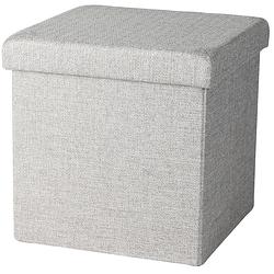 Foto van Urban living poef/hocker - opbergbox zit krukje - lichtgrijs - polyester/mdf - 38 x 38 cm - opvouwbaar - poefs