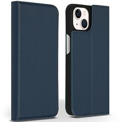 Foto van Accezz premium leather slim book case voor apple iphone 13 telefoonhoesje blauw