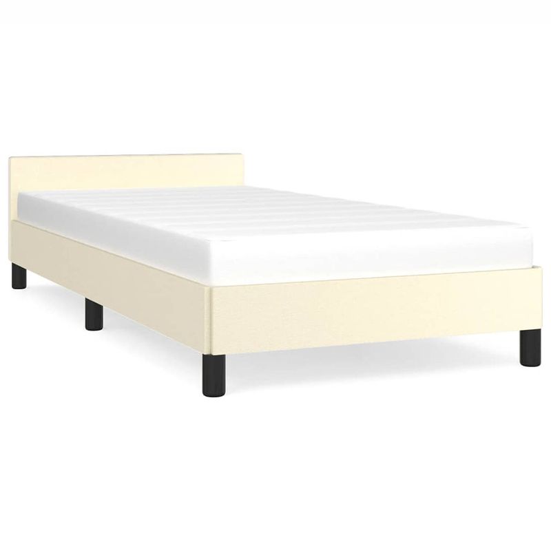 Foto van The living store bedframe - duurzaam kunstleer - bedframes - 203 x 93 x 50 cm - crème kleur