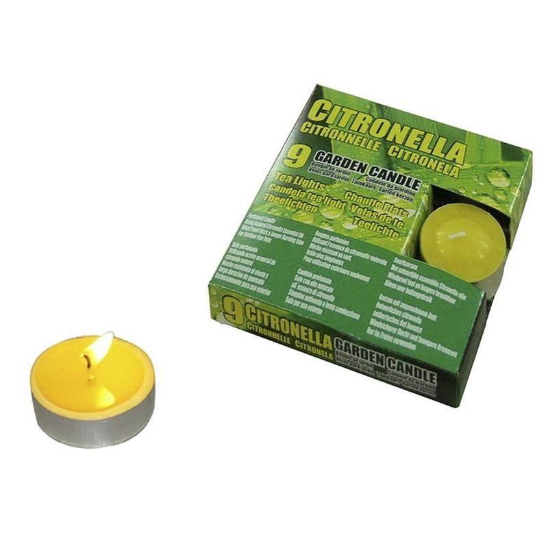 Foto van Set van 9x citronella waxinelichtjes/theelichtjes kaarsjes - geurkaarsen