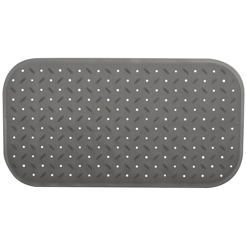 Foto van Msv douche/bad anti-slip mat badkamer - rubber - grijs - 36 x 76 cm - badmatjes