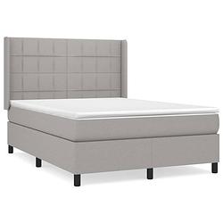 Foto van The living store boxspringbed - lichtgrijs - 193 x 147 x 118/128 cm - pocketvering matras