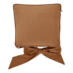 Foto van Dutch decor javaan - stoelkussen met lint tobacco brown 45x45 cm - bruin - bruin