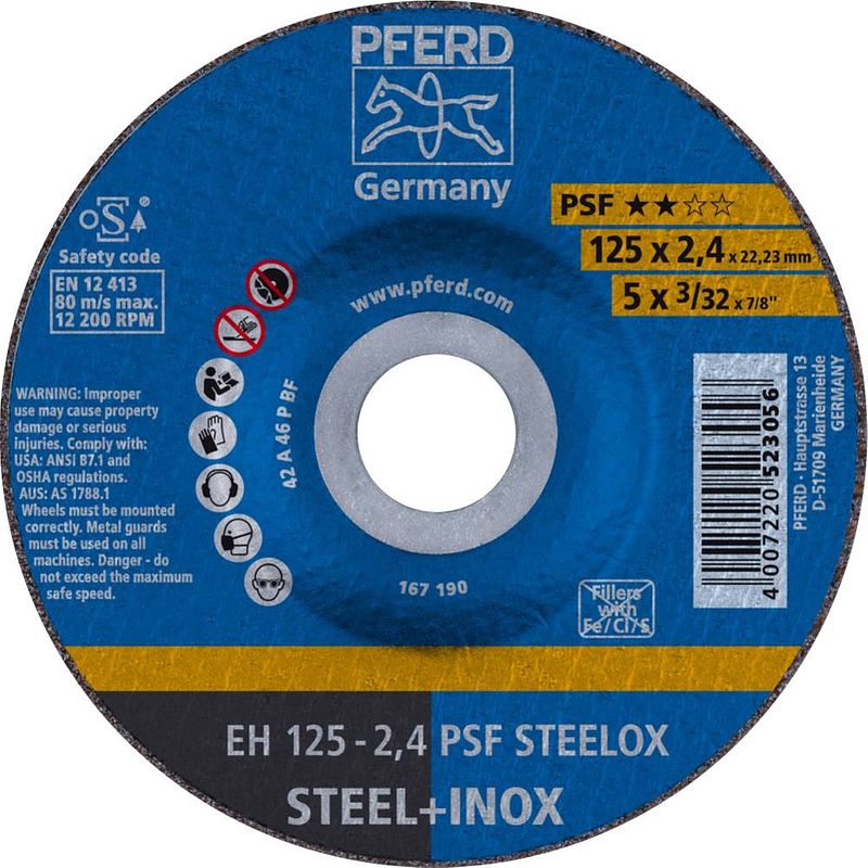 Foto van Pferd psf steelox 61720326 doorslijpschijf gebogen 125 mm 22.23 mm 25 stuk(s)