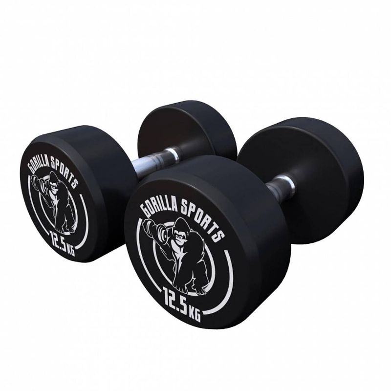 Foto van Gorilla sports dumbellset - halterset - 2 x 12,5 kg - gietijzer (rubber coating)