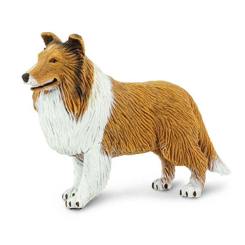 Foto van Safari hond collie junior 10 cm rubber bruin/wit