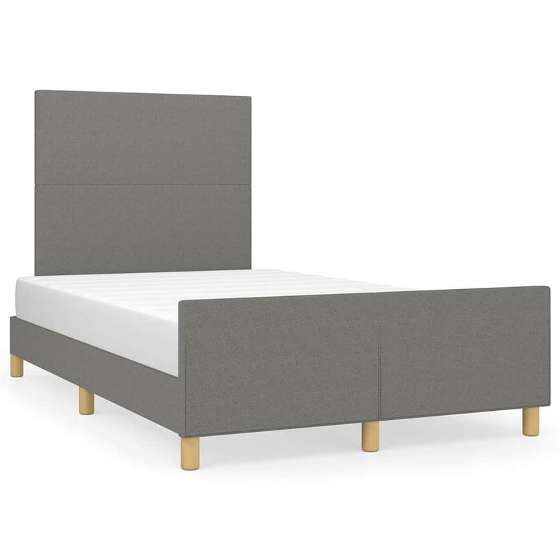 Foto van The living store bedframe donkergrijs - multiplex lattenbodem - verstelbaar hoofdeinde - stabiele poten - comfortabele