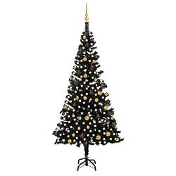 Foto van Vidaxl kunstkerstboom met led's en kerstballen 240 cm pvc zwart