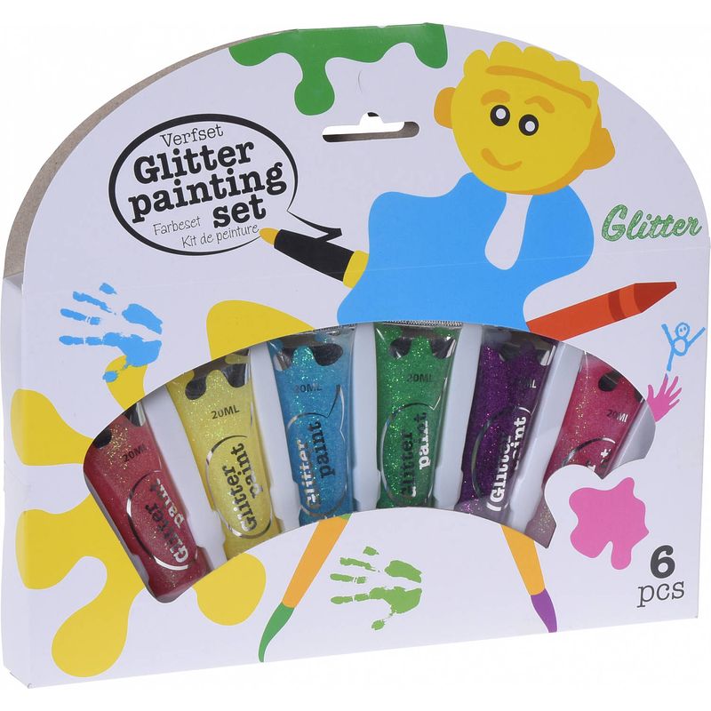 Foto van Free and easy glitterverf 6 stuks 20 ml