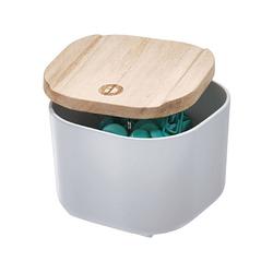 Foto van Idesign - opbergbox met deksel, xs, 9 x 9 x 6 cm, gerecycled kunststof/hout, grijs - idesign eco storage