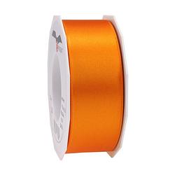 Foto van 1x luxe hobby/decoratie oranje satijnen sierlinten breed 4 cm/40 mm x 25 meter - cadeaulinten