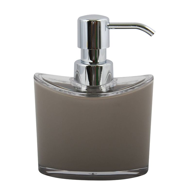 Foto van Msv zeeppompje/dispenser aveiro - ps kunststof - beige/zilver - 11 x 14 cm - 260 ml - zeeppompjes