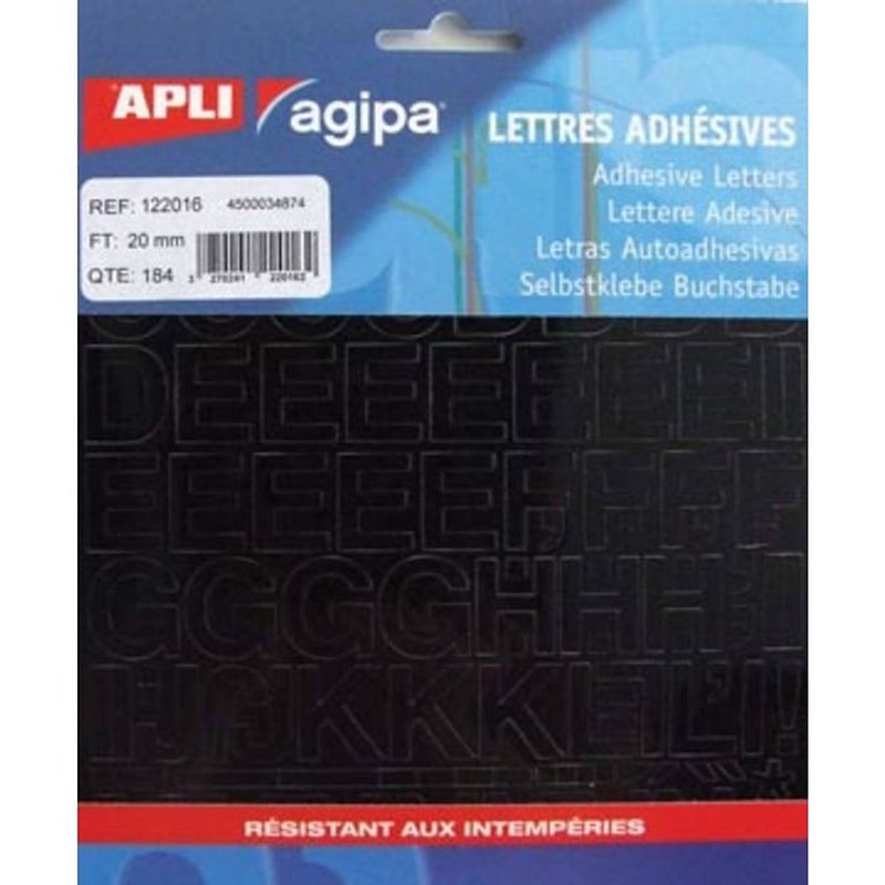 Foto van Agipa etiketten cijfers en letters letterhoogte 20 mm, 184 letters