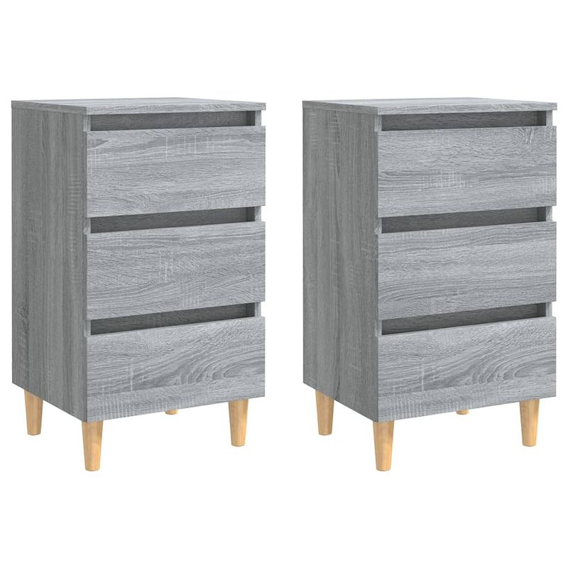 Foto van The living store bedkastjes - scandinavische charme - 3 lades - grijs sonoma eiken - 40 x 35 x 69 cm