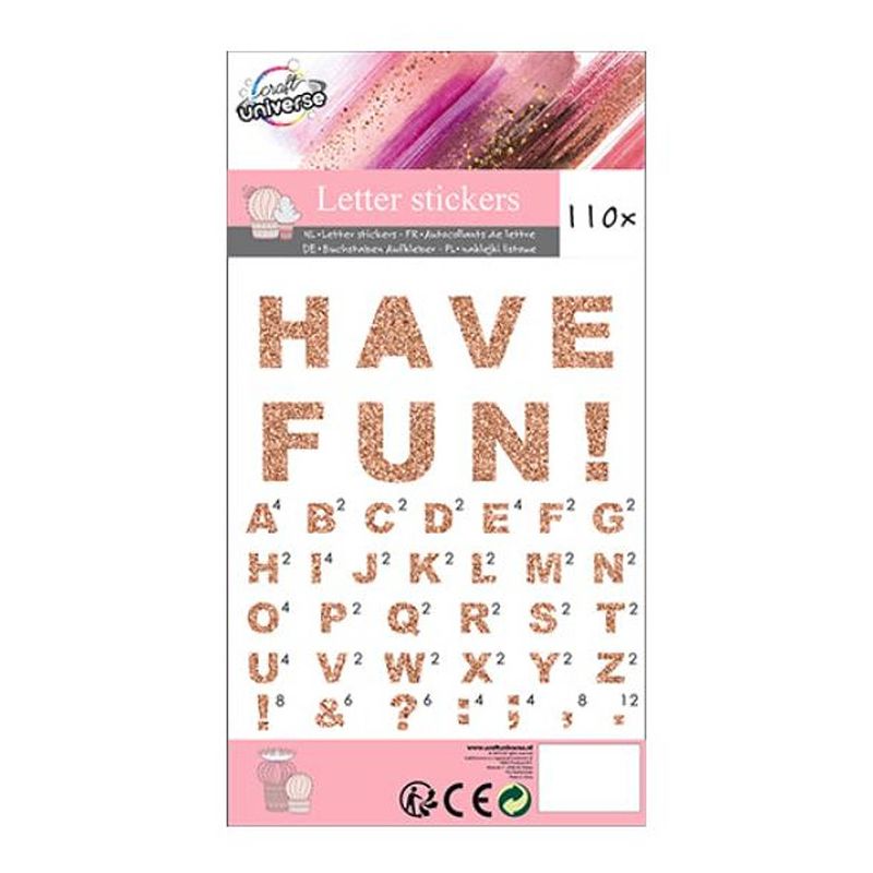 Foto van W&o stickers letters junior 22,8 cm papier roze 110 stuks