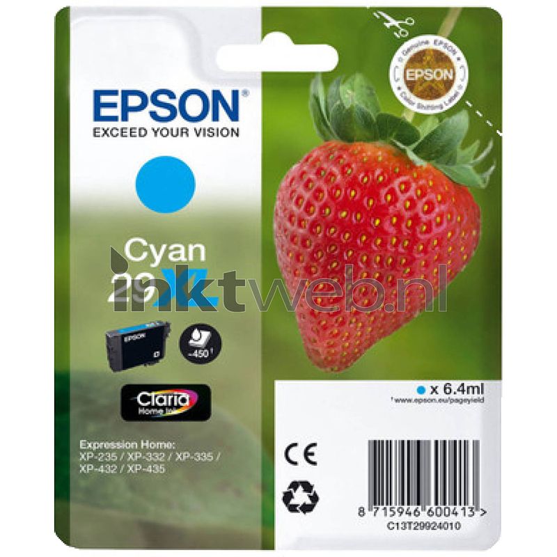 Foto van Epson 29xl cyaan cartridge