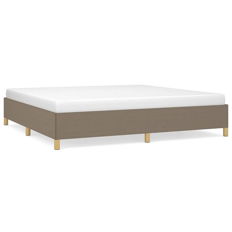 Foto van The living store bedframe - duurzaam - bedframe - afmeting- 203 x 203 x 35 cm - ken- taupe stof - the living store