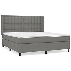 Foto van The living store boxspringbed - donkergrijs - 203 x 183 x 118/128 cm - duurzaam - verstelbaar hoofdbord - pocketvering