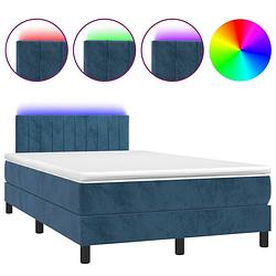 Foto van The living store boxspring - led - fluwelen - hoofdbord - pocketvering - huidvriendelijk - 203x120x78/88 - blauw