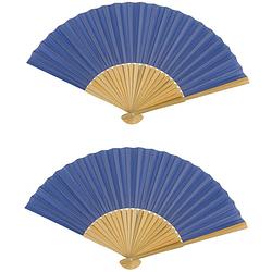 Foto van Spaanse handwaaier - 4x - special colours - staalblauw - bamboe/papier - 21 cm - verkleedattributen